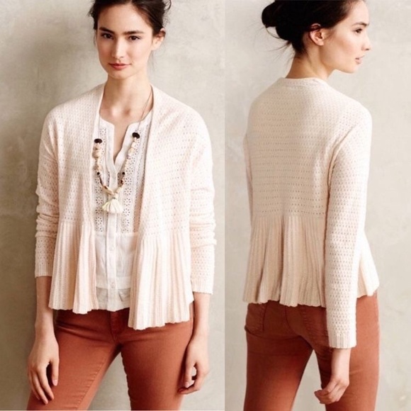 Anthropologie Sweaters - ANTHROPOLOGIE Pointelle Peplum Cardigan | Moth
